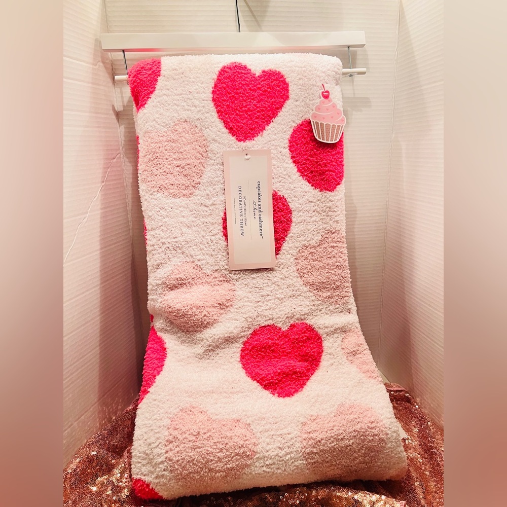 Reversible cupcake and cashmere valentines throw